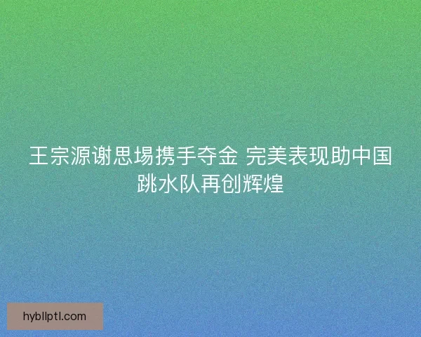 王宗源谢思埸携手夺金 完美表现助中国跳水队再创辉煌 王宗源谢思埸携手夺金 完美表现助中国跳水队再创辉煌
