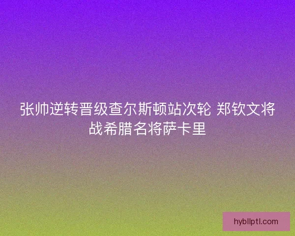 张帅逆转晋级查尔斯顿站次轮 郑钦文将战希腊名将萨卡里